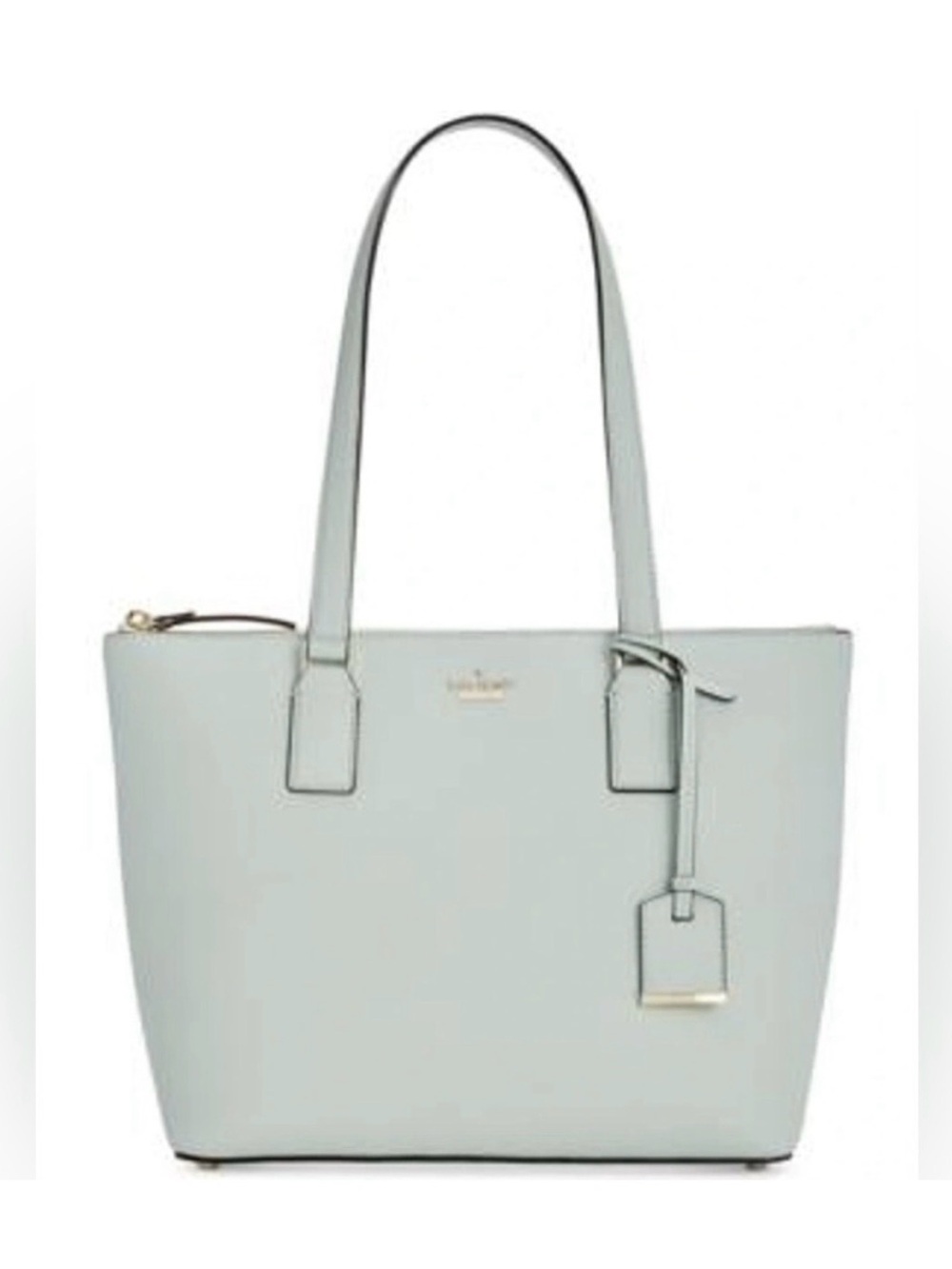 Kate Spade New York Mint Green Saffiano Leather Tote Bag Zip Top Shoulder Purse